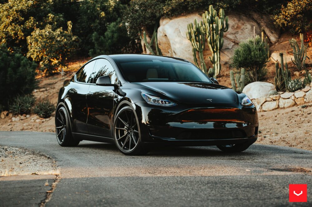 Black Tesla Model Y – Vossen HF-3 Wheels in Satin Black