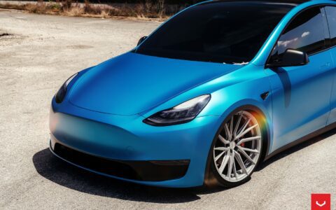 Blue Tesla Model Y - Vossen HF-4T Wheels