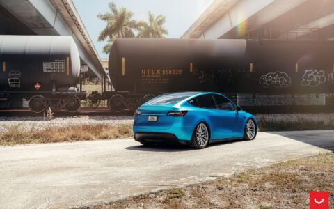 Blue Tesla Model Y - Vossen HF-4T Wheels