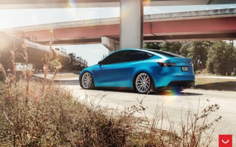 Blue Tesla Model Y - Vossen HF-4T Wheels