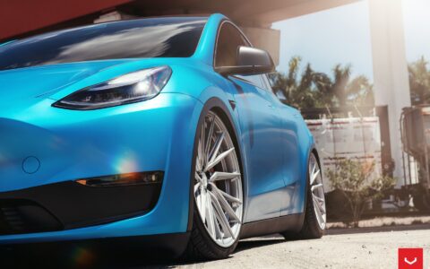 Blue Tesla Model Y - Vossen HF-4T Wheels