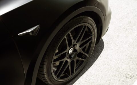 Matte Black Wrapped Tesla Model Y - UP x BBS Flugplatz Wheels
