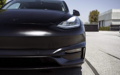 Matte Black Wrapped Tesla Model Y - UP x BBS Flugplatz Wheels