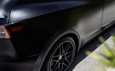 Matte Black Wrapped Tesla Model Y - UP x BBS Flugplatz Wheels