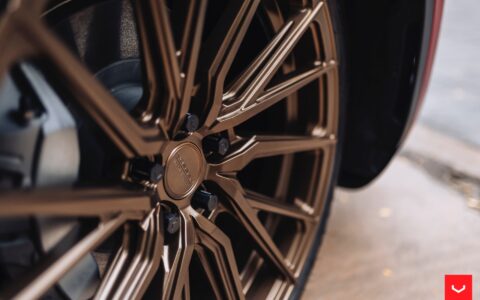 Red Tesla Model Y - Vossen HF-4T Wheels