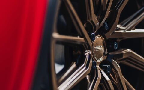Red Tesla Model Y - Vossen HF-4T Wheels