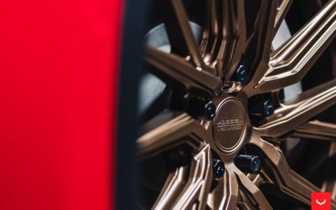 Red Tesla Model Y - Vossen HF-4T Wheels