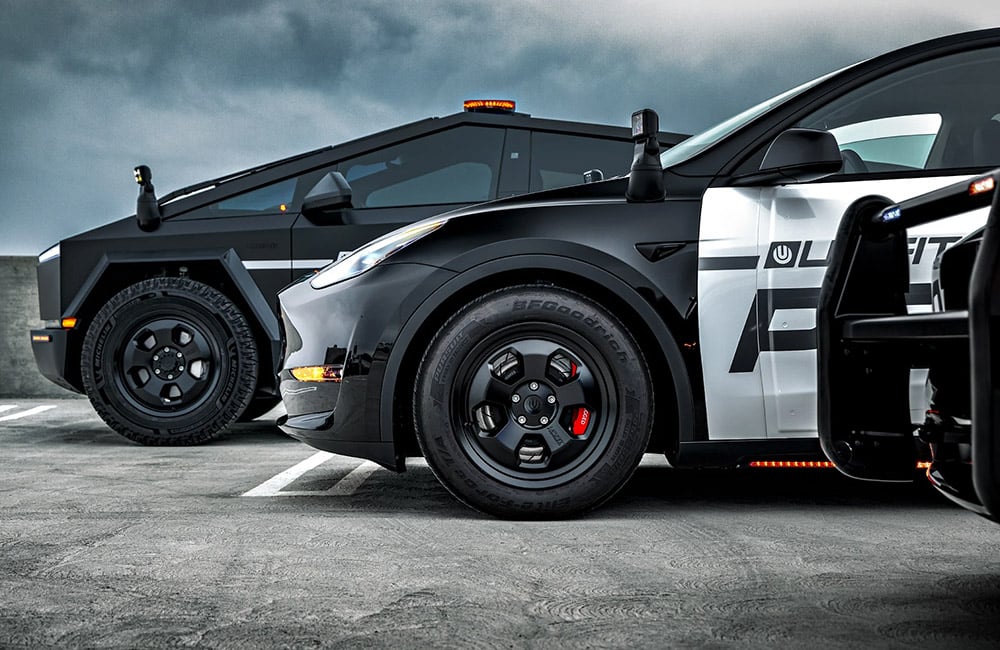 Digital Camo Wrapped Tesla Cybertruck - UP CYBERHEX Wheels in Satin Black