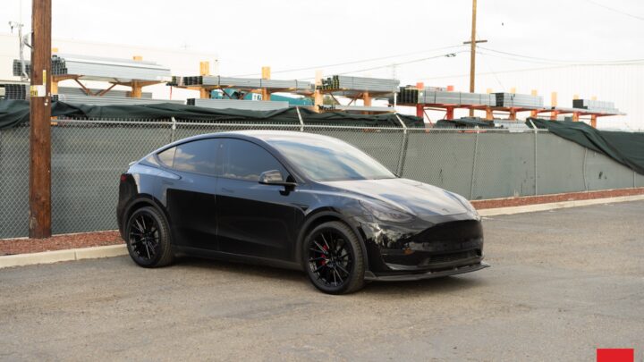 Black Tesla Model Y – Vossen HF-4T Wheels in Gloss Black