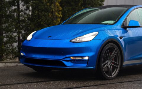 Unplugged Performance Deep Blue Metallic Tesla Model Y - Front Fascia