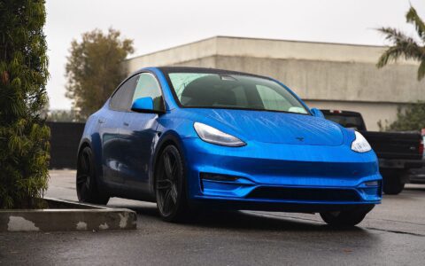 Unplugged Performance Deep Blue Metallic Tesla Model Y - Front Fascia