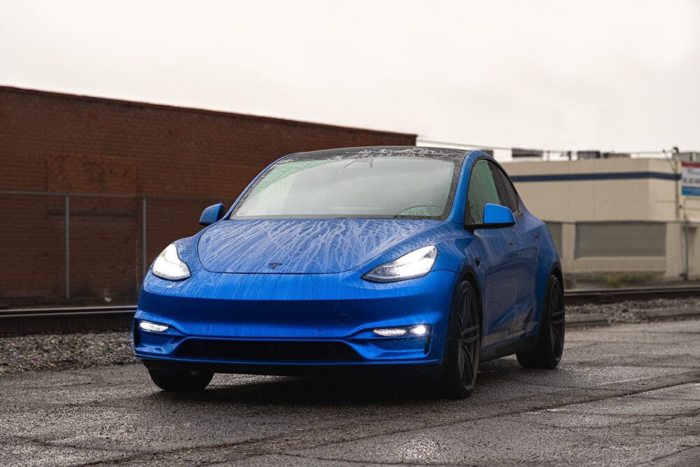 Deep Blue Metallic Tesla Model Y – UP Front Fascia System (Front Bumper)