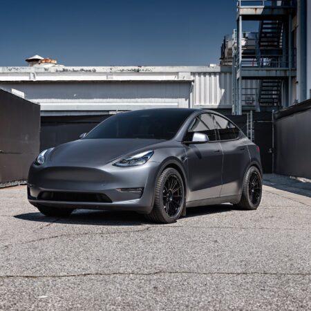 Gray Tesla Model Y – UP-03 Forged Wheels in Satin Black