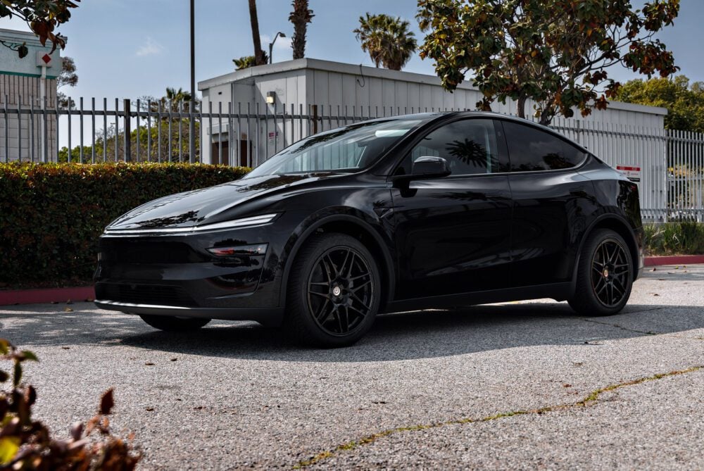 2026 Black Tesla Model Y Juniper on UP x BBS Flugplatz Wheels in Gloss Black
