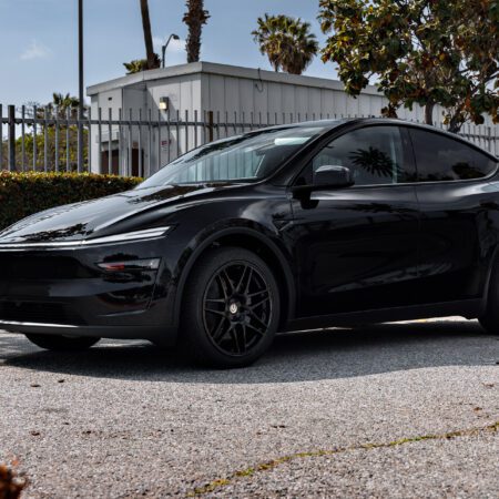 2026 Black Tesla Model Y Juniper on UP x BBS Flugplatz Wheels in Gloss Black