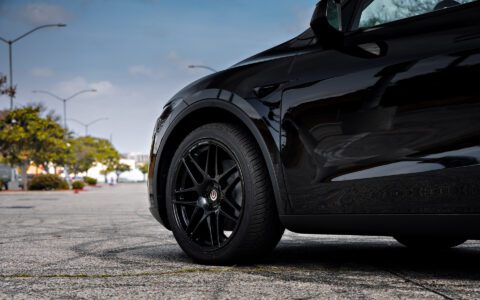 2026 Black Tesla Model Y Juniper on UP x BBS Flugplatz Wheels in Gloss Black