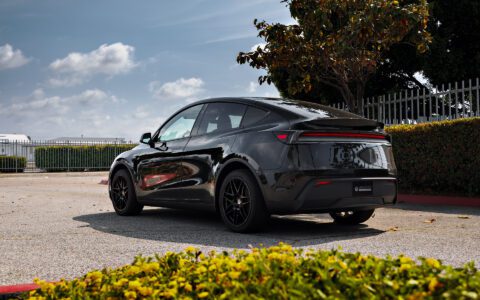 2026 Black Tesla Model Y Juniper on UP x BBS Flugplatz Wheels in Gloss Black