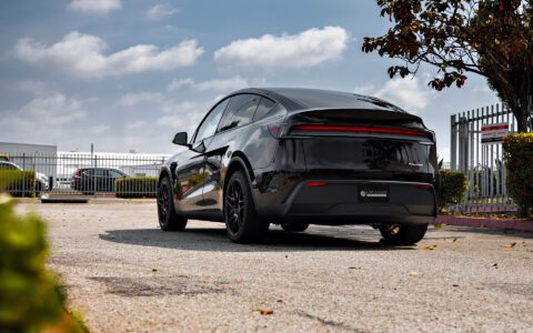 2026 Black Tesla Model Y Juniper on UP x BBS Flugplatz Wheels in Gloss Black