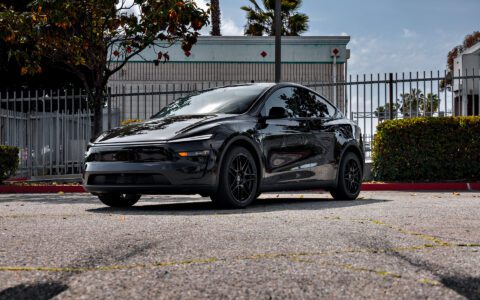 2026 Black Tesla Model Y Juniper on UP x BBS Flugplatz Wheels in Gloss Black