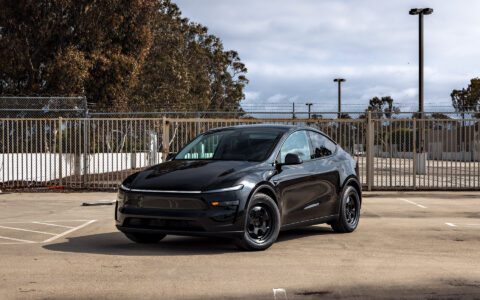 2026 Black Model Y Juniper on 18 inch UP.FIT Forged PD Wheels in Satin Black