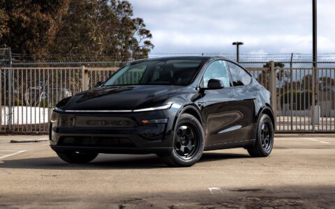 2026 Black Model Y Juniper on 18 inch UP.FIT Forged PD Wheels in Satin Black