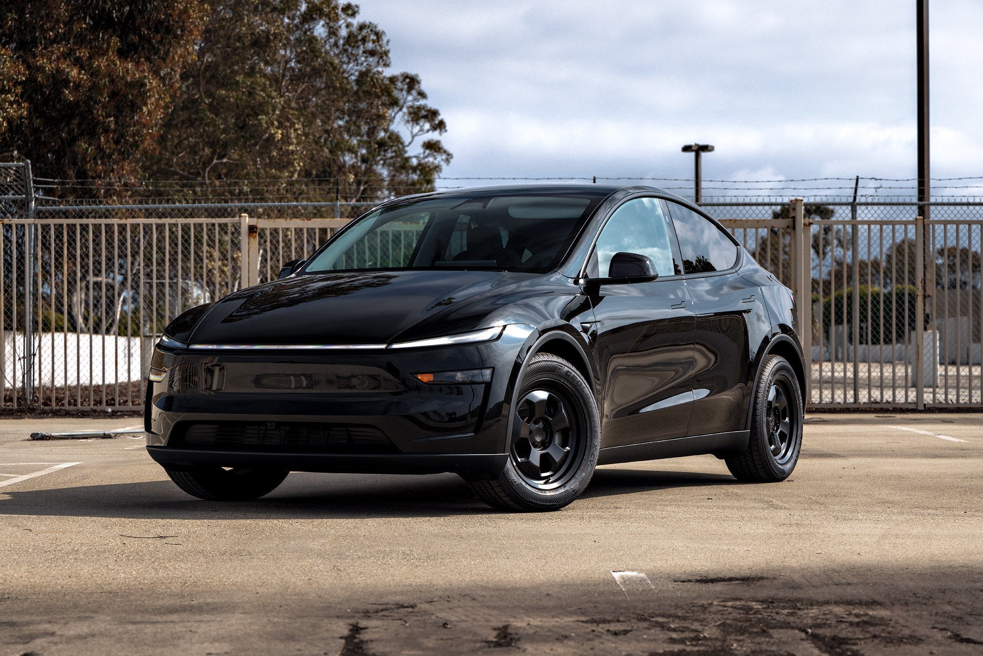 2026 Black Model Y Juniper on 18 inch UP.FIT Forged PD Wheels in Satin Black