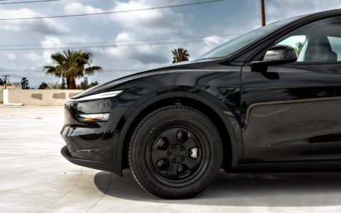 2026 Black Model Y Juniper on 18 inch UP.FIT Forged PD Wheels in Satin Black