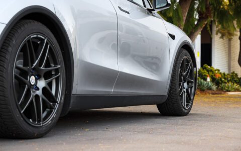 2026 Model Y Launch Edition on UP X BBS FLUGPLATZ Wheels in Asteroid Graphite
