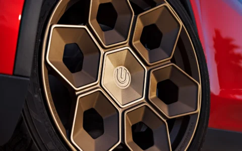 Ultra Red Tesla Model Y Juniper on CYBRHEX in Satin Bronze