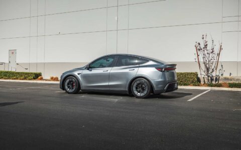 2026 Quicksilver Tesla Model Y Juniper on UP Forged UP-RW aka Road Warrior Wheels
