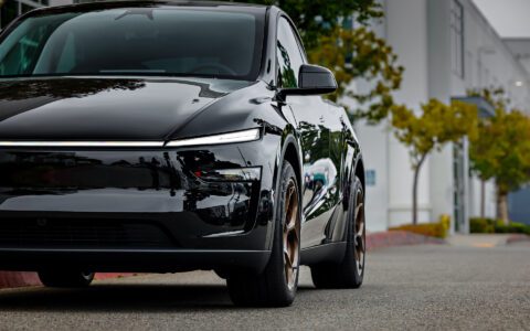 Black 2026 Tesla Model Y Juniper with Big Brake Kit on UP Forged UP-05 in Satin Bronze