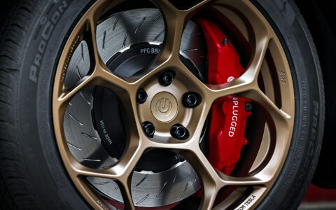 Black 2026 Tesla Model Y Juniper with Big Brake Kit on UP Forged UP-05 in Satin Bronze