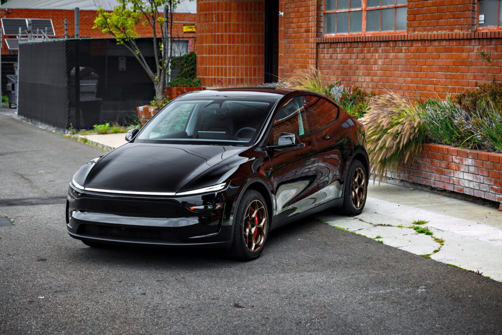 Black 2026 Tesla Model Y Juniper with Big Brake Kit on UP Forged UP-05 in Satin Bronze