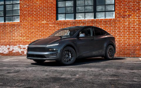 Stealth Gray Tesla Model Y Juniper on UP Forged Off-Road Spec UP-03 in Satin Black
