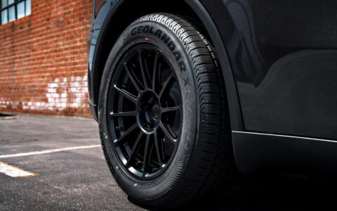 Stealth Gray Tesla Model Y Juniper on UP Forged Off-Road Spec UP-03 in Satin Black