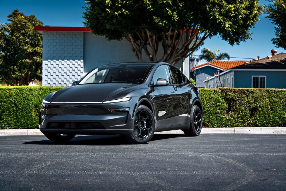 Stealth Gray Tesla Model Y Juniper on UP Forged UP-05 in Satin Black