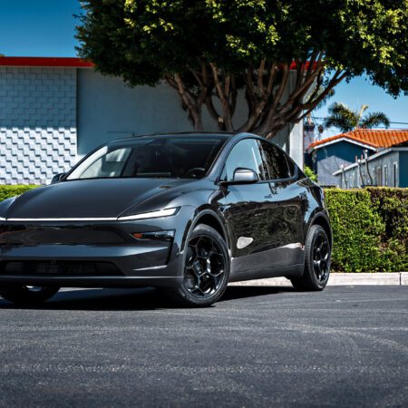 Stealth Gray Tesla Model Y Juniper on UP Forged UP-05 in Satin Black