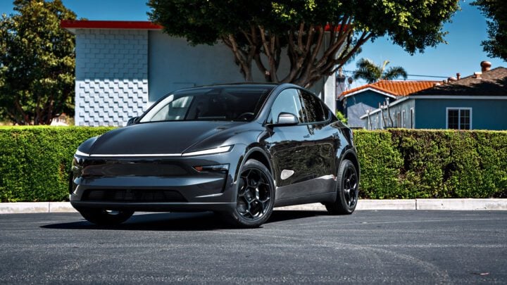 Stealth Gray Tesla Model Y Juniper on UP Forged UP-05 in Satin Black