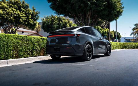Stealth Gray Tesla Model Y Juniper on UP Forged UP-05 in Satin Black