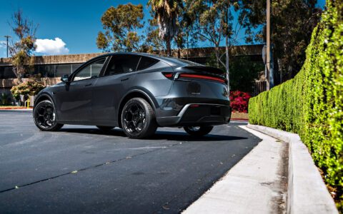 Stealth Gray Tesla Model Y Juniper on UP Forged UP-05 in Satin Black