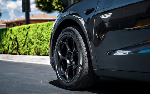 Stealth Gray Tesla Model Y Juniper on UP Forged UP-05 in Satin Black