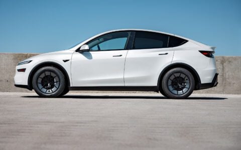 White Tesla Model Y Juniper UP Forged UP-RW Road Warrior Wheels