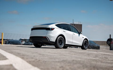 White Tesla Model Y Juniper UP Forged UP-RW Road Warrior Wheels