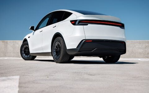 White Tesla Model Y Juniper UP Forged UP-RW Road Warrior Wheels