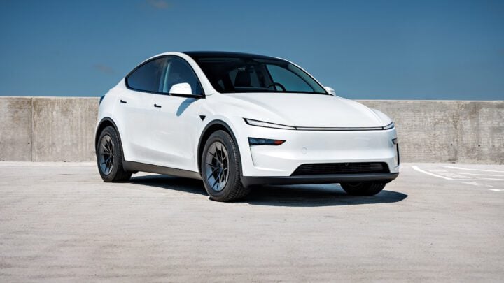 White Tesla Model Y Juniper UP Forged UP-RW Road Warrior Wheels