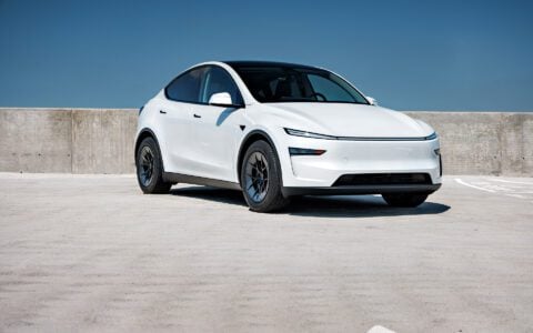 White Tesla Model Y Juniper UP Forged UP-RW Road Warrior Wheels