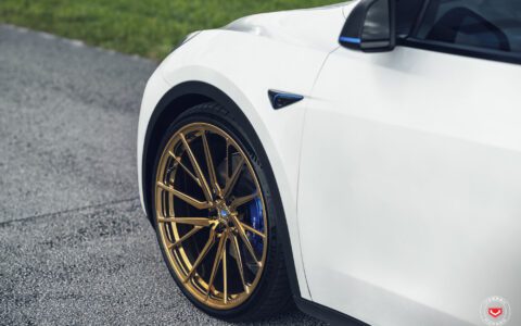 White Tesla Model Y Vossen M X4T Wheels Image 5