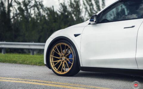 White Tesla Model Y Vossen M X4T Wheels Image 6