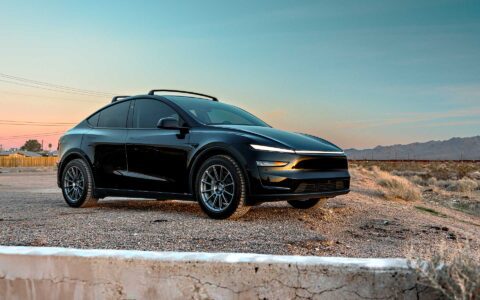 Diamond Black Tesla Model Y Long Range on 19-Inch UP Forged UP-03 Wheels in Satin Titanium 6 Diamond Black Tesla Y Juniper UP Forged 19 Inch Satin Titanium UP 03 Wheels Unplugged Performance 1920px 5