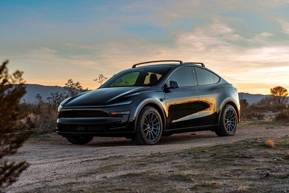 Diamond Black Tesla Model Y Long Range on 19-Inch UP Forged UP-03 Wheels in Satin Titanium